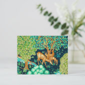 William Morris Deer van een Brook Tapestry Print Briefkaart (Staand voorkant)