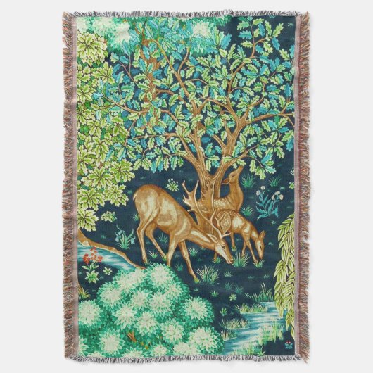 William Morris Deer van een Brook Tapestry Print Deken (Voorkant Verticaal)