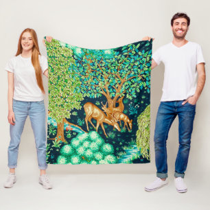 William Morris Deer van een Brook Tapestry Print Fleece Deken