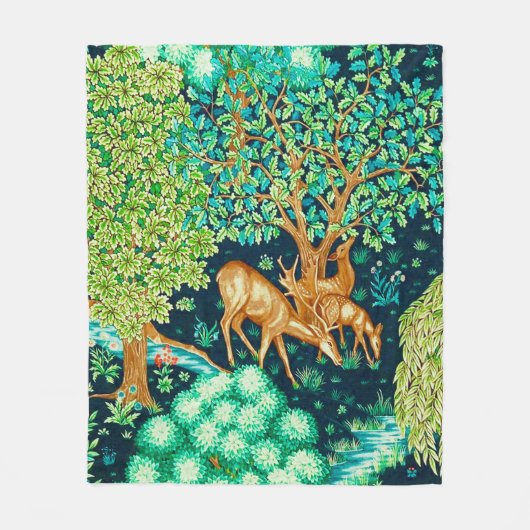 William Morris Deer van een Brook Tapestry Print Fleece Deken (Voorkant)
