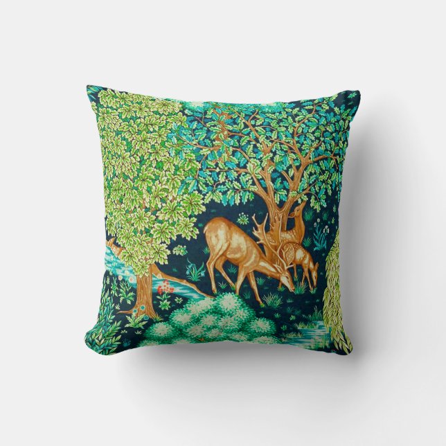 William Morris Deer van een Brook Tapestry Print Kussen (Voorkant)