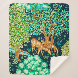 William Morris Deer van een Brook Tapestry Print Sherpa Deken