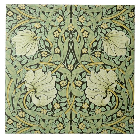 William Morris  design, Pimpernel in Green Tegeltje (Voorkant)