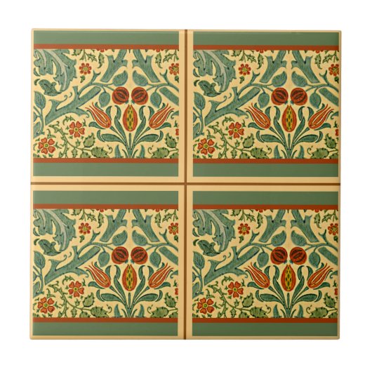 William Morris design, Willow Bough betegeld Tegeltje (Voorkant)