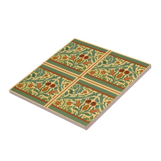William Morris  design, Willow Bough betegeld Tegeltje (Zijkant)