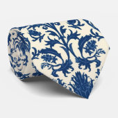 William Morris Distel damast Kobaltblauw & Wit Stropdas (Opgerold)