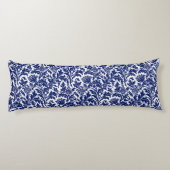 William Morris Distel Damast Navyblauw op Wit Lichaamskussen (Achterkant)