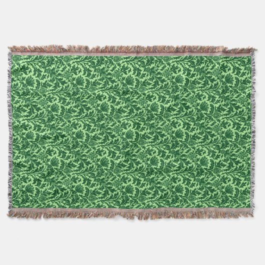 William Morris Distel Damast, Smaragdgroen Deken (Voorkant)