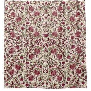 William Morris Distelbloem dieprood bordeauxrood Douchegordijn