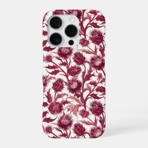 William Morris Distelbloem dieprood bordeauxrood iPhone 16 Pro Hoesje