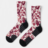 William Morris Distelbloem dieprood bordeauxrood Sokken (Links)