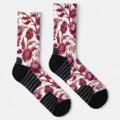 William Morris Distelbloem dieprood bordeauxrood Sokken (Rechts)