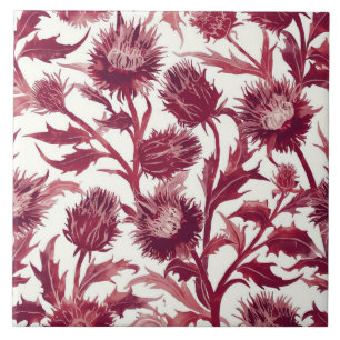 William Morris Distelbloem dieprood bordeauxrood Tegeltje