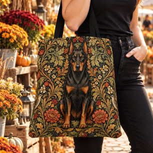 William Morris Dobermann Pinscher Vintage Bloemmot Tote Bag