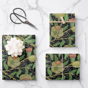 William Morris Donkere Granaatappel Fruit Patroon Inpakpapier Vel