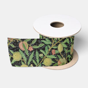 William Morris Donkere Granaatappel Fruit Patroon Satijnen Lint