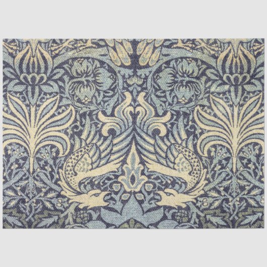 William Morris Dragon Blue Decoupage Tissuepapier (Voorkant)