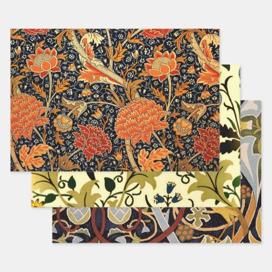 William Morris drie  patronen Verpakking Inpakpapier Vel (Set)
