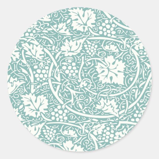 William Morris Druivenpatroon Teal Turquoise Ronde Sticker (Voorkant)