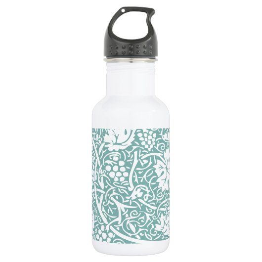William Morris Druivenpatroon Teal Turquoise Waterfles (Voorkant)