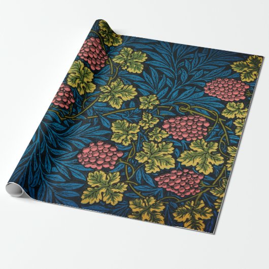 William Morris DRUIVENWIJN BLAUW Wrapping Paper Cadeaupapier (Uitgerold)