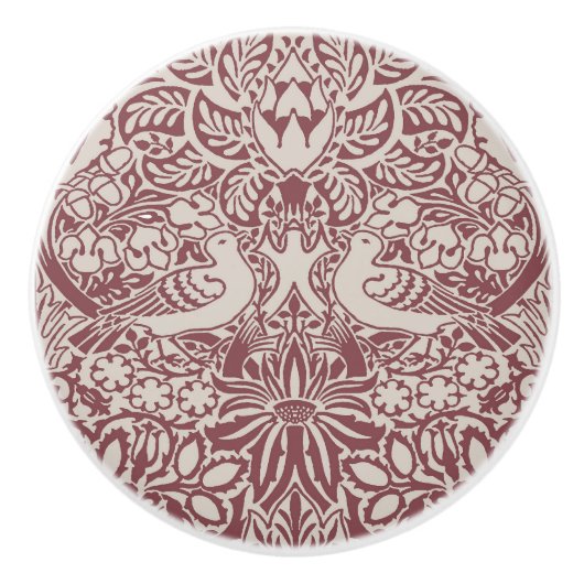 William Morris' duif en Roos keramische knop (Voorkant)