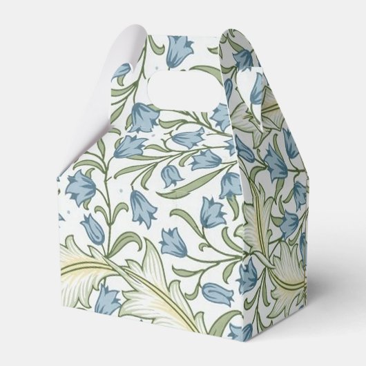 William Morris - Elegant Blauwe Belbloemen Bruilof Bedankdoosjes (Achterkant)