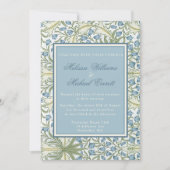 William Morris - Elegant Blauwe Belbloemen Bruilof Kaart (Voorkant)