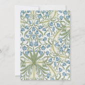 William Morris - Elegant Blauwe Belbloemen Bruilof Kaart (Achterkant)