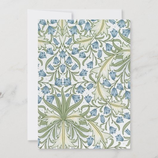 William Morris - Elegant Blauwe Belbloemen Bruilof Kaart (Achterkant)