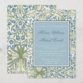 William Morris - Elegant Blauwe Belbloemen Bruilof Kaart (Voorkant / Achterkant)