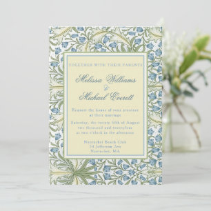 William Morris - Elegant Blauwe Belbloemen Bruilof Kaart