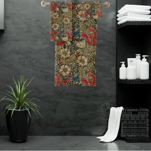 William Morris  Elegant Bloemenpatroon Bad Handdoek