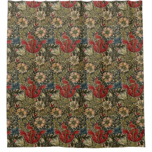 William Morris  Elegant Bloemenpatroon Douchegordijn (Voorkant)