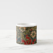 William Morris Elegant Bloemenpatroon Rood Groen Espresso Kop (Voorkant)