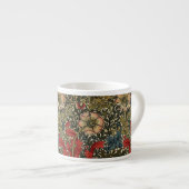 William Morris Elegant Bloemenpatroon Rood Groen Espresso Kop (Voorkant rechts)