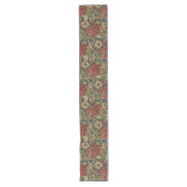 William Morris Elegant Bloemenpatroon Rood Groen Lange Tafelloper (Voorkant)