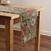 William Morris Elegant Bloemenpatroon Rood Groen Lange Tafelloper (Voorbeeld)