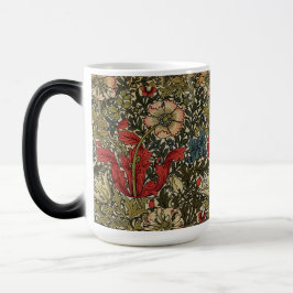 William Morris Elegant Bloemenpatroon Rood Groen Magische Mok