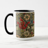 William Morris Elegant Bloemenpatroon Rood Groen Mok (Links)
