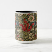 William Morris Elegant Bloemenpatroon Rood Groen Mok (Midden)