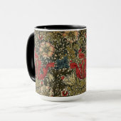 William Morris Elegant Bloemenpatroon Rood Groen Mok (Voorkant links)