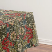 William Morris Elegant Bloemenpatroon Rood Groen Tafelkleed (Voorbeeld)