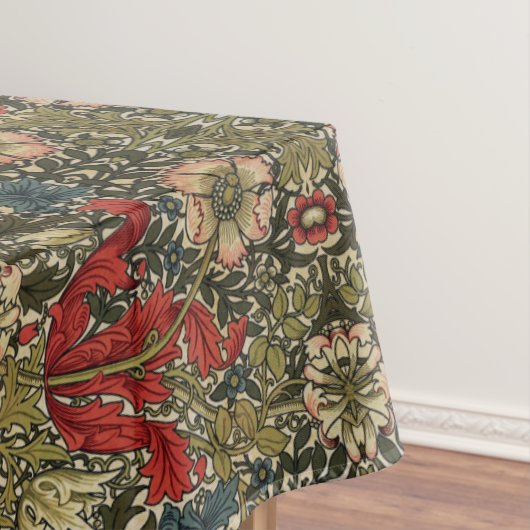 William Morris Elegant Bloemenpatroon Rood Groen Tafelkleed (Voorbeeld)