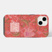 William Morris - Elegant Floral Pattern & Monogram iPhone Hoesje (Achterkant horizontaal)