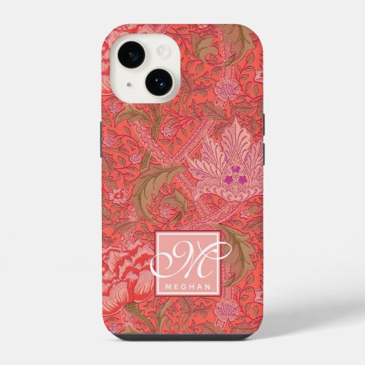 William Morris - Elegant Floral Pattern & Monogram iPhone Hoesje (Achterkant)