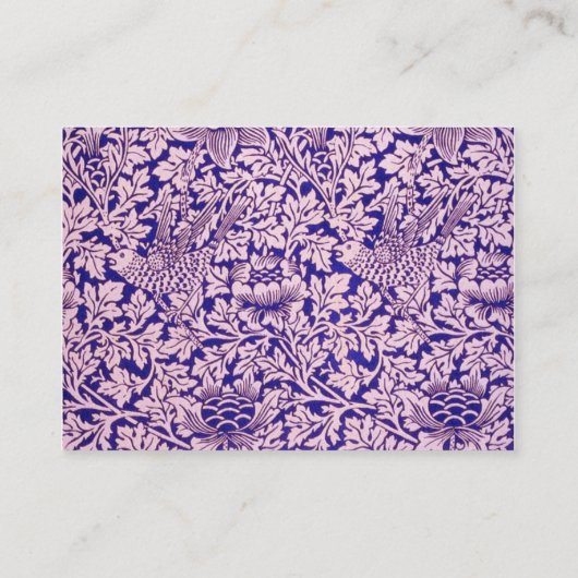 William Morris - Elegant Paars en Roze Floral Visitekaartje (Achterkant)