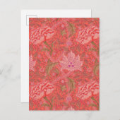 William Morris - Elegant Red & Pink Floral Briefkaart (Voorkant / Achterkant)