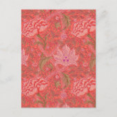William Morris - Elegant Red & Pink Floral Briefkaart (Voorkant)