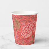 William Morris - Elegant Red & Pink Floral Papieren Bekers (Achterkant)